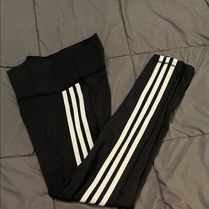 adidas Black Leggings with Triple White Stripes